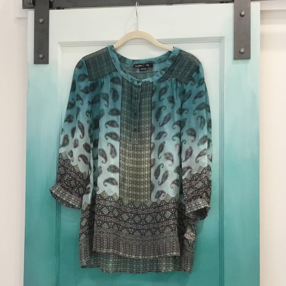 Anthropologie Global Village fine silk tunic/top